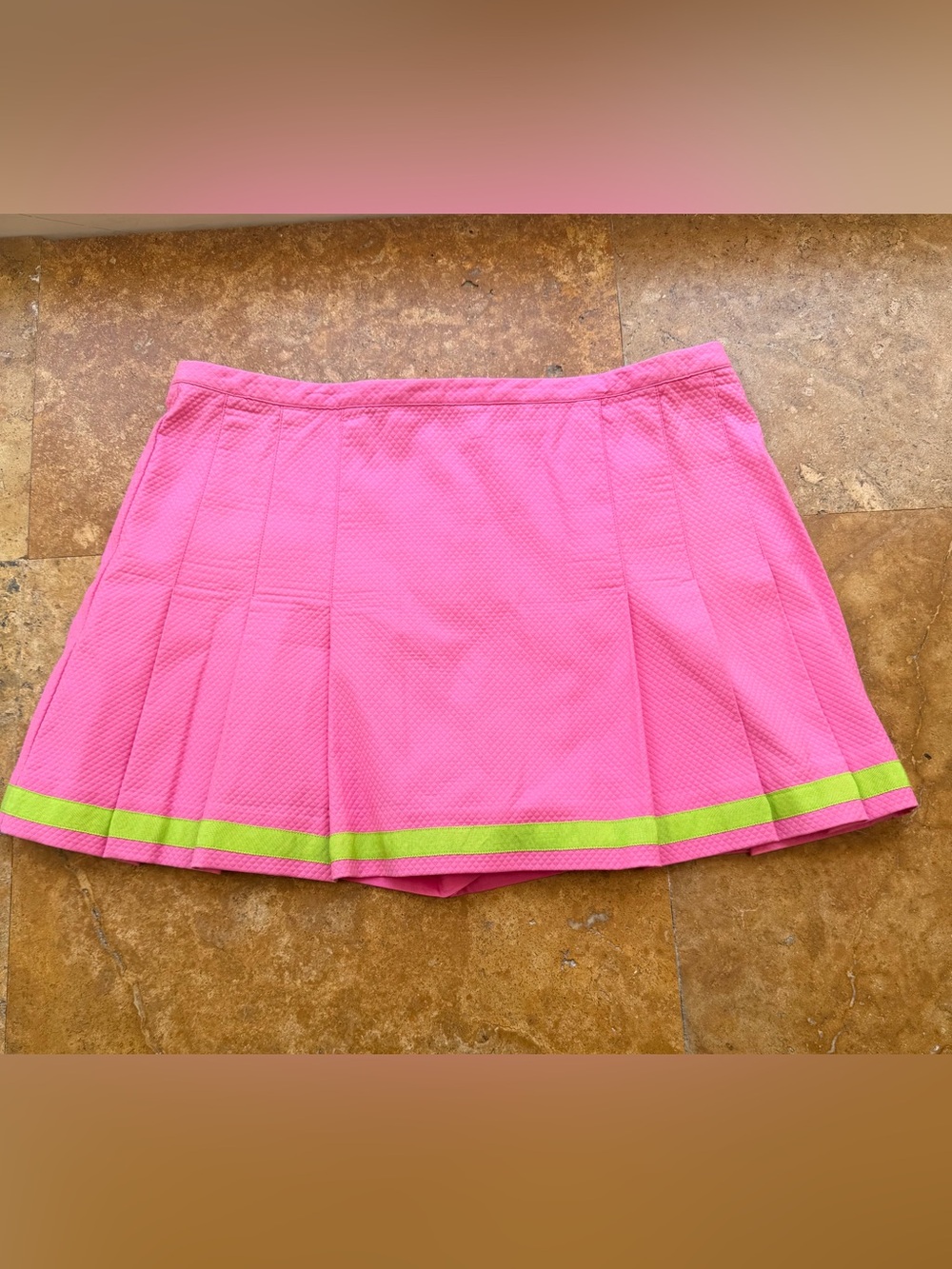 Vintage Lilly Pulitzer Hot Pink Pleated Mini Skort with Lime Accent Size 12